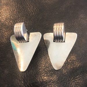 Sterling Silver contemporary clip earrings. Made in Mexico